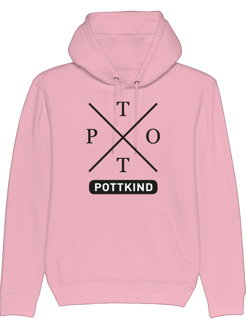 Pottkind Hoodie Cruiser Farbe pink, Motiv Pottkreuz in Schwarz